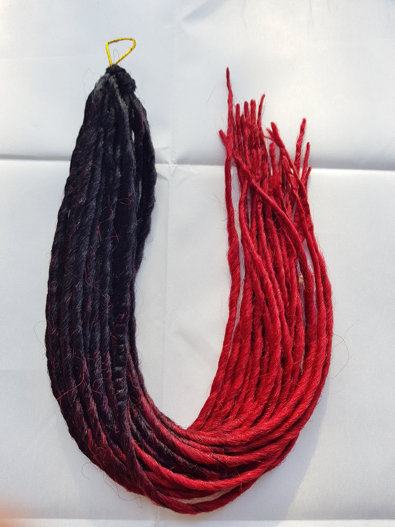 Elysee Star - Black-Dark-Red Vorrübergehende Synthetische Dreadlocks (Doppelendend) (10 Pack)