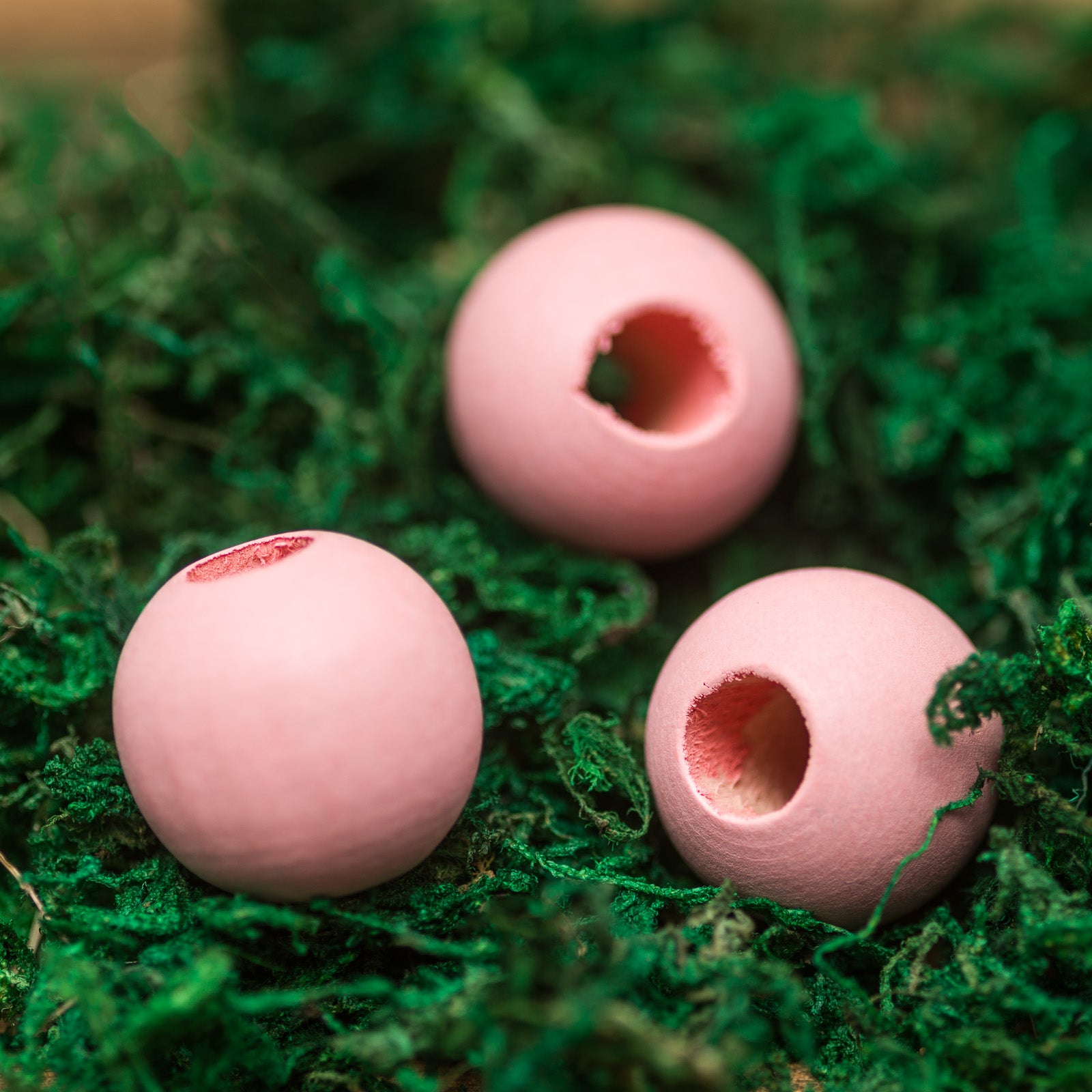 DreadLab - Hinoki Holz Dread Perlen Rosa Farbe