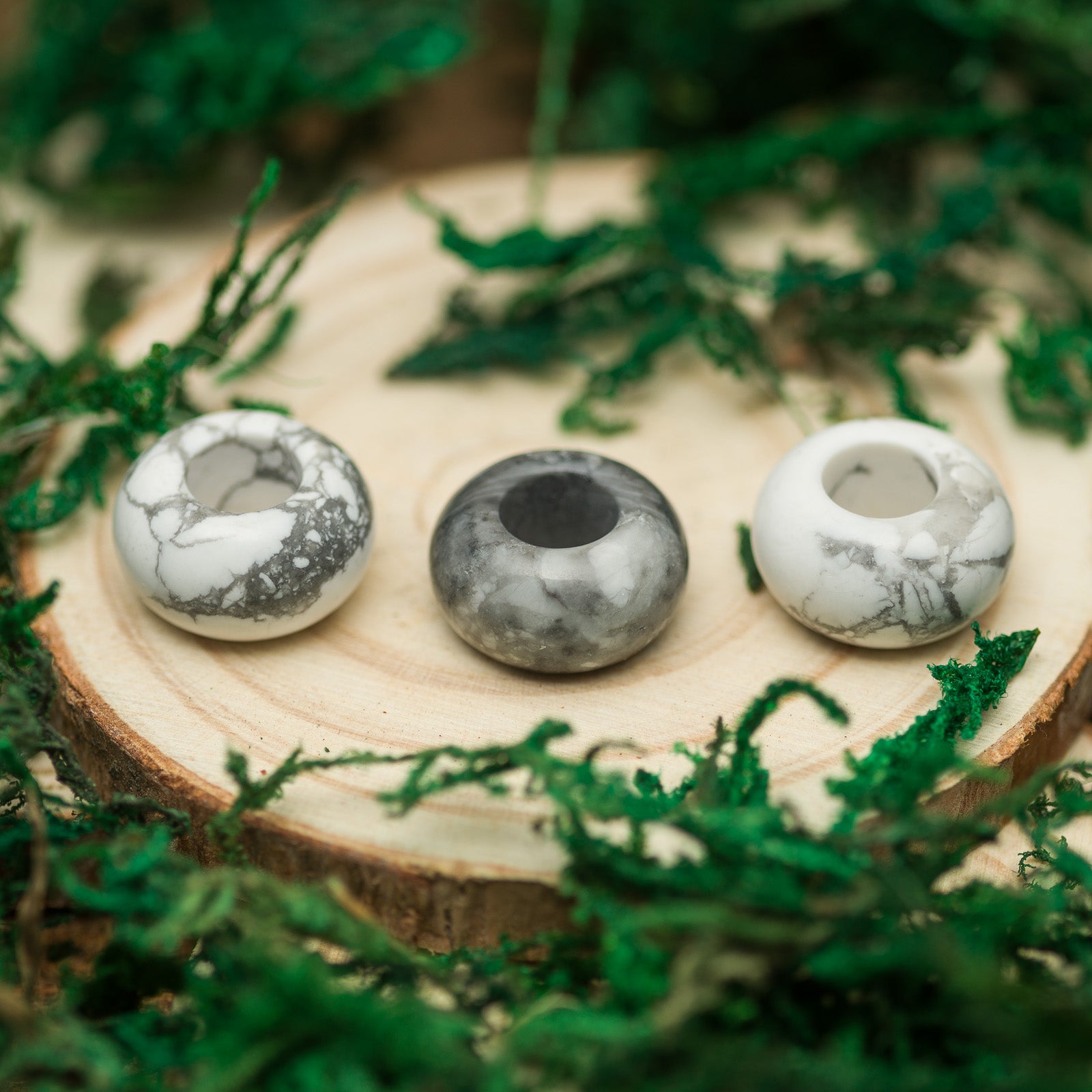DreadLab - Natürliche Howlite Donut Dread Perlen