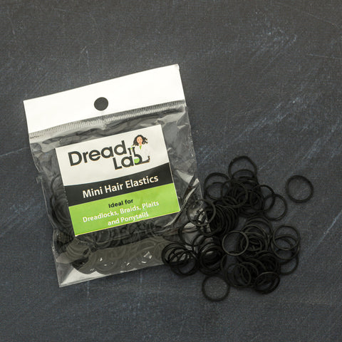 DreadLab - 200 pcs Schwarz Mini-Gummi-Haar-Elastic-Bänder - Passend Für Braids/Dreadlocks/Plaits