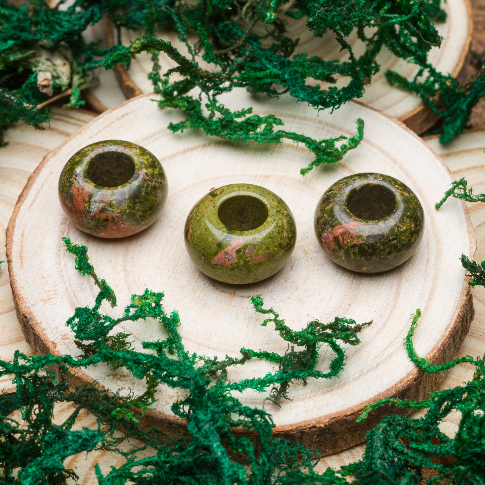 DreadLab - Natürliche Unakite Donut Dread Perlen