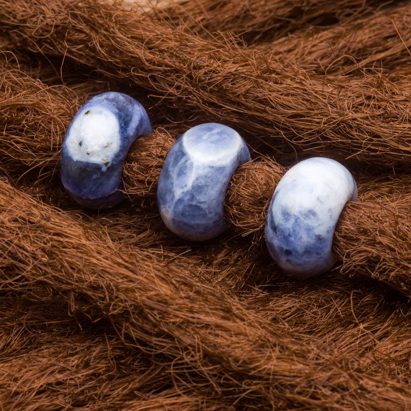 DreadLab - Natürliche Blauader-Stein Donut Dread Perlen