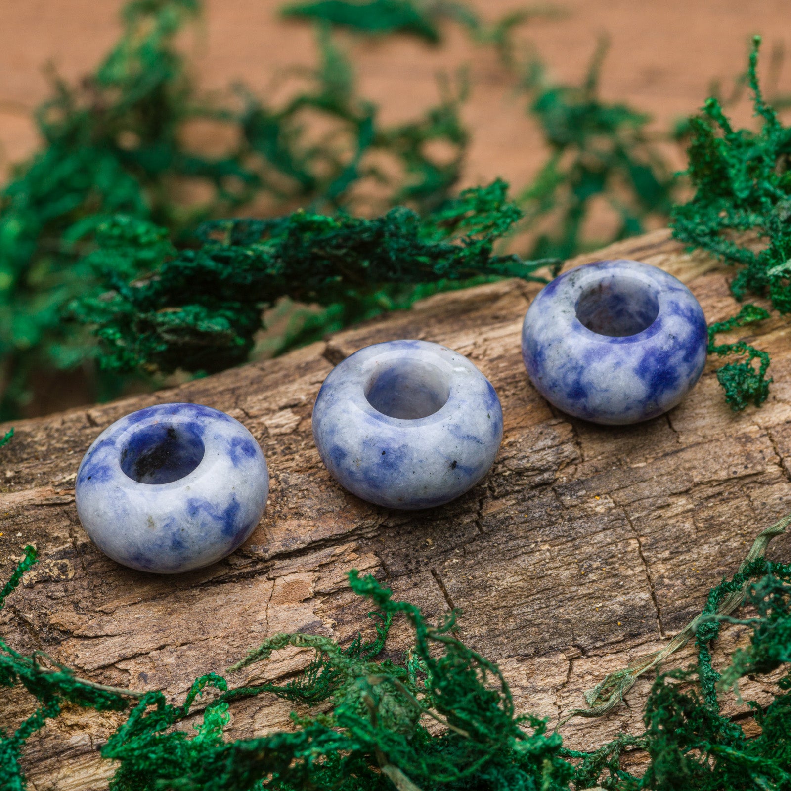 DreadLab - Natürliche Blauer Stein Donut Dread Perlen