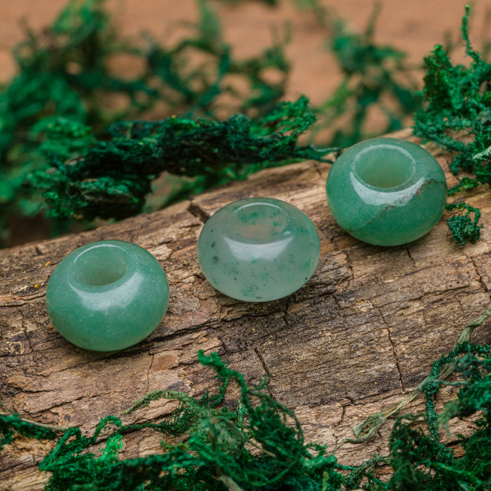DreadLab - Natürliche Grüne Aventurin Donut Dread Perlen