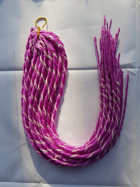 Elysee Star - Snow White Und Purple Red Mit Purple Spiral  Synthetische Dreadlocks (Doppelendend) 100g